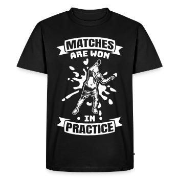 Citation de motivation pour le tennis de table - T-shirt Premium bio Homme - noir - Devant - Nico (187cm)