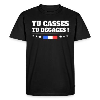 Slogan Droite Drapeau Français France - T-shirt Premium bio Homme - noir - Devant - Nico (187cm)