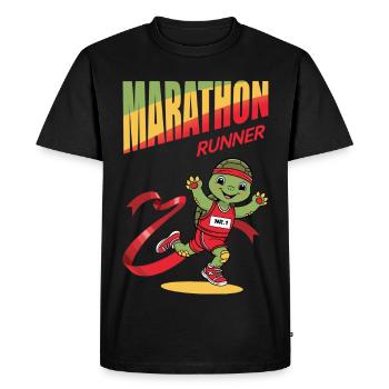 Tortue marathonienne - T-shirt Premium bio Homme - noir - Devant - Nico (187cm)