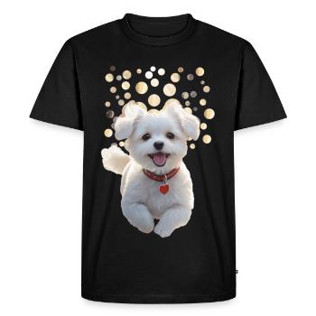 Drôle de petit chiot qui saute vers vous - T-shirt Premium bio Homme - noir - Devant - Nico (187cm)