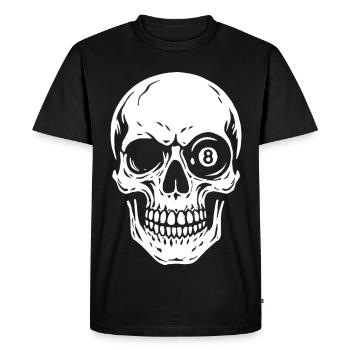 Cadeau de joueur de billard, tête de mort et boule de huit - T-shirt Premium bio Homme - noir - Devant - Nico (187cm)