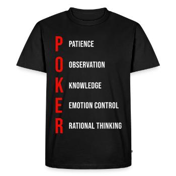 Poker Mentalité Patience Observation Connaissances - T-shirt Premium bio Homme - noir - Devant - Nico (187cm)