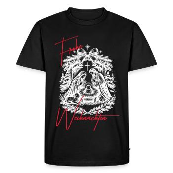 Scène de la crèche de Noël Noir Blanc - T-shirt Premium bio Homme - noir - Devant - Nico (187cm)