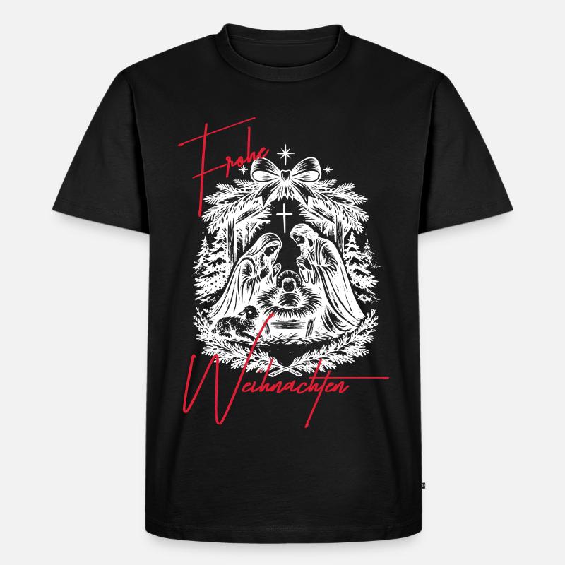 Weihnachtskrippe Schwarz Weiß - Männer Premium Bio T-Shirt - Schwarz