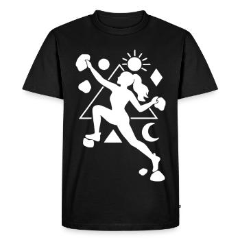 Femmes de bloc Femme géométrique jour et nuit - T-shirt Premium bio Homme - noir - Devant - Nico (187cm)