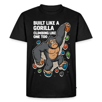 Bloc drôle – Chemise d’escalade de Gorille Cartoon - T-shirt Premium bio Homme - noir - Devant - Nico (187cm)