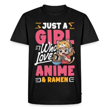 Fille adore les ramen d’anime Gamer Cat - T-shirt Premium bio Homme - noir - Devant - Nico (187cm)