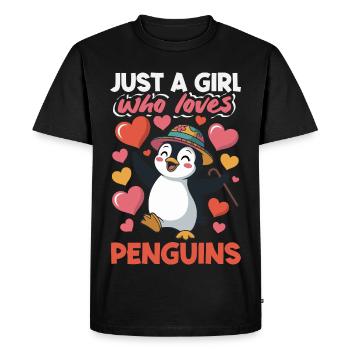 Pingouin mignon - Cadeau pour l’amoureux des manchots - T-shirt Premium bio Homme - noir - Devant - Nico (187cm)