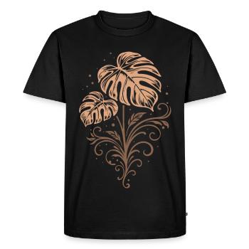 Monstera – Motif botanique bohème de la nature - T-shirt Premium bio Homme - noir - Devant - Nico (187cm)