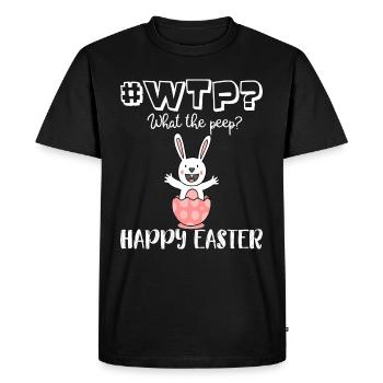 #WTP Ce que le peep shirt drôle WTF Pâques - T-shirt Premium bio Homme - noir - Devant - Nico (187cm)