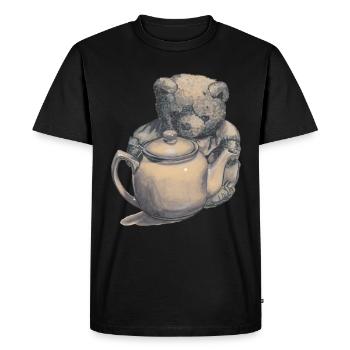 Teddy bear with teapot - Men's Premium Organic T-Shirt - black - Front - Nico (187cm)
