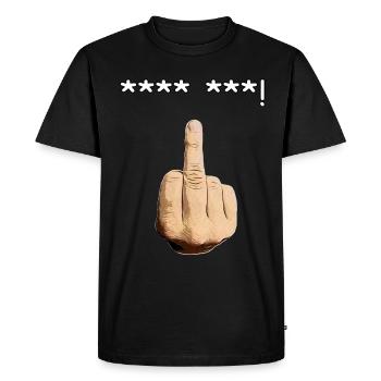Middle finger **** ***! - Men's Premium Organic T-Shirt - black - Front - Nico (187cm)