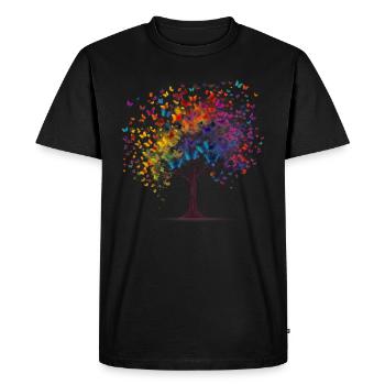 Butterfly Tree Colorful Butterflies Flying - Men's Premium Organic T-Shirt - black - Front - Nico (187cm)