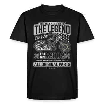 2002 Vintage Man Myth Legend Motorcycle - Men's Premium Organic T-Shirt - black - Front - Nico (187cm)
