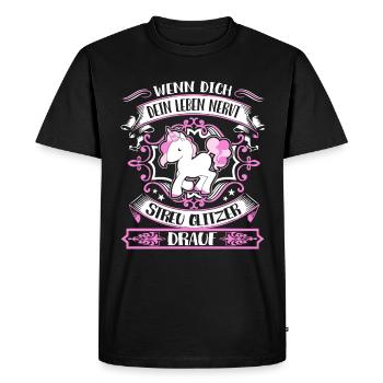 Unicorn - life sucks - glitter sprinkle - Men's Premium Organic T-Shirt - black - Front - Nico (187cm)