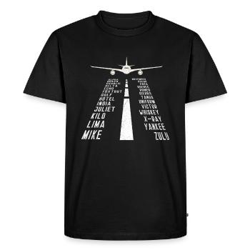 Pilot Airplane Alphabet - Männer Premium Bio T-Shirt - Schwarz - Vorne - Nico (187cm)