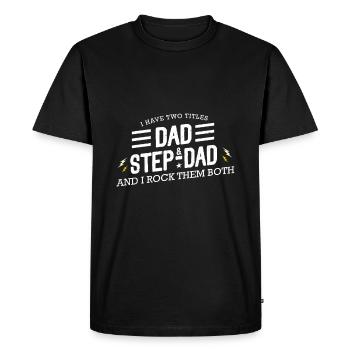 Deux papas papa et step - T-shirt Premium bio Homme - noir - Devant - Nico (187cm)