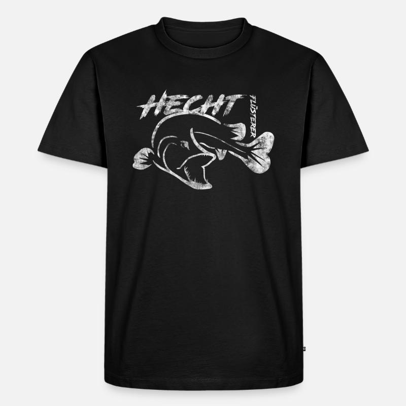 Hecht Flüsterer - Hecht Angeln - Männer Premium Bio T-Shirt - Schwarz