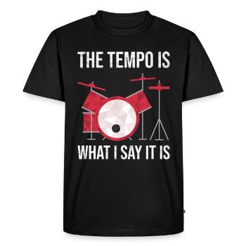 Drum set batterie tempo rythme humour cadeau - T-shirt Premium bio Homme - noir - Devant - Nico (187cm)