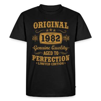 Original vintage 1982 né vintage anniversaire - T-shirt Premium bio Homme - noir - Devant - Nico (187cm)