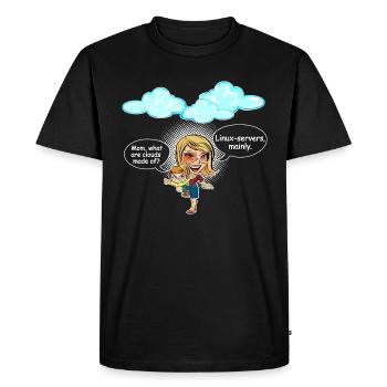 Maman, de quoi sont faits les nuages ? - T-shirt Premium bio Homme - noir - Devant - Nico (187cm)