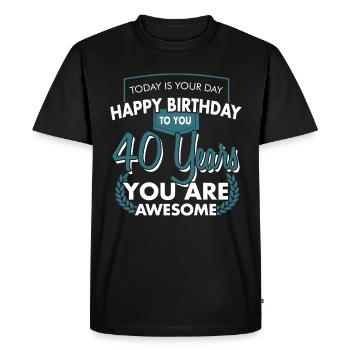 40. Geburtstag 40 Jahre HAPPY BIRTHDAY Geschenk - Männer Premium Bio T-Shirt - Schwarz - Vorne - Nico (187cm)