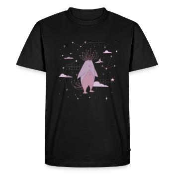 Pingouin violet entre les étoiles - T-shirt Premium bio Homme - noir - Devant - Nico (187cm)