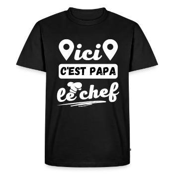 ici c est papa le chef - T-shirt Premium bio Homme - noir - Devant - Nico (187cm)