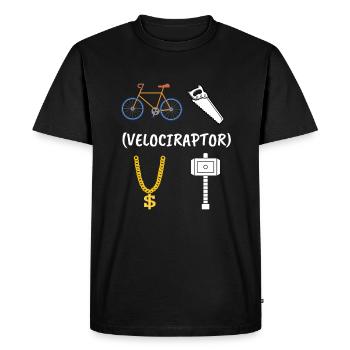 vélociraptor devinette humour - T-shirt Premium bio Homme - noir - Devant - Nico (187cm)