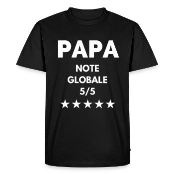 PAPA note globale 5 étoiles - T-shirt Premium bio Homme - noir - Devant - Nico (187cm)
