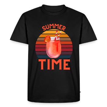 SUMMER TIME - été et cocktail - T-shirt Premium bio Homme - noir - Devant - Nico (187cm)