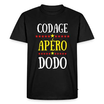 codage apéro dodo - T-shirt Premium bio Homme - noir - Devant - Nico (187cm)
