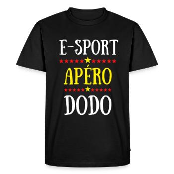 ESport apéro dodo - T-shirt Premium bio Homme - noir - Devant - Nico (187cm)