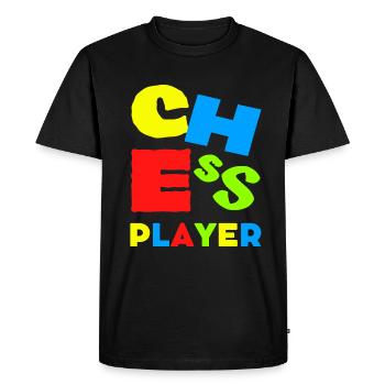 CHESS PLAYER MULTICOLORE GRANDES LETTRES - T-shirt Premium bio Homme - noir - Devant - Nico (187cm)