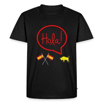 HOLA Taureau Bonjour Espagne été vacances - T-shirt Premium bio Homme - noir - Devant - Nico (187cm)