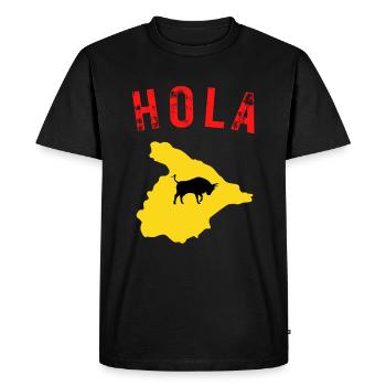 HOLA Bonjour Espagne été vacances - T-shirt Premium bio Homme - noir - Devant - Nico (187cm)
