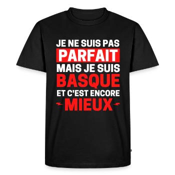 Je ne suis pas parfait mais Basque encore mieux - T-shirt Premium bio Homme - noir - Devant - Nico (187cm)
