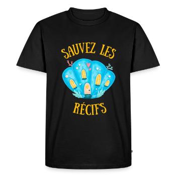 SAUVEZ LES RÉCIFS BLEU - T-shirt Premium bio Homme - noir - Devant - Nico (187cm)