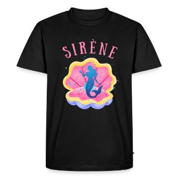 sirène coquillage perle - T-shirt Premium bio Homme - noir - Devant - Nico (187cm)