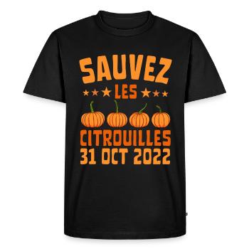 Sauvez les Citrouilles Halloween 31 Octobre 2022 - T-shirt Premium bio Homme - noir - Devant - Nico (187cm)