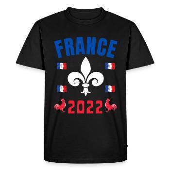 France 2022 Football Maillot Les Bleus Coq Drapeau - T-shirt Premium bio Homme - noir - Devant - Nico (187cm)