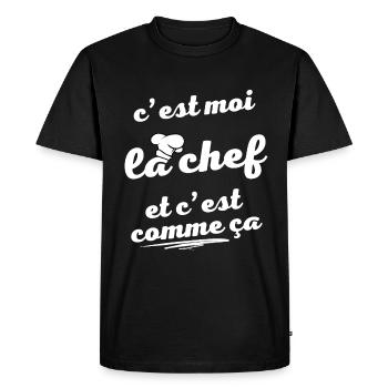 c'est moi la chef et c'est comme ça - T-shirt Premium bio Homme - noir - Devant - Nico (187cm)