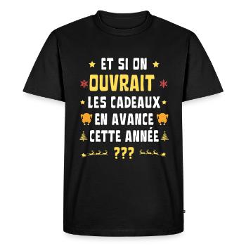 Inflation Ouvrir les Cadeaux en Avance - T-shirt Premium bio Homme - noir - Devant - Nico (187cm)
