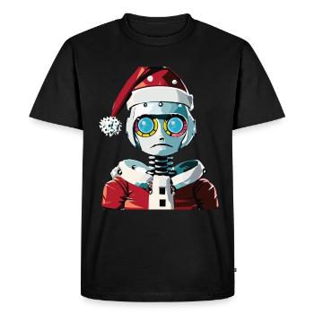 Robot dressed as Santa Claus - Men's Premium Organic T-Shirt - black - Front - Nico (187cm)