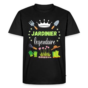 Jardinier Légendaire Cadeau Retraite Campagne - T-shirt Premium bio Homme - noir - Devant - Nico (187cm)