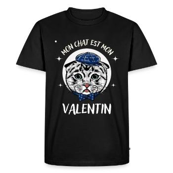 Mon Chat est mon Valentin - T-shirt Premium bio Homme - noir - Devant - Nico (187cm)