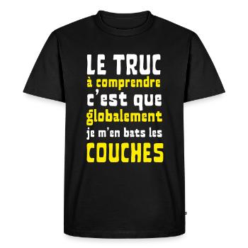 Globalement je m'en bats les couches - T-shirt Premium bio Homme - noir - Devant - Nico (187cm)