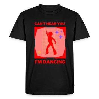 Je ne t’entends pas, je danse rétro vintage - T-shirt Premium bio Homme - noir - Devant - Nico (187cm)