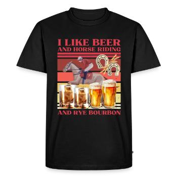 J’aime la bière, l’équitation et le bourbon de seigle - T-shirt Premium bio Homme - noir - Devant - Nico (187cm)