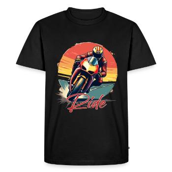 Motocyclette. Motards au look rétro. Courir. - T-shirt Premium bio Homme - noir - Devant - Nico (187cm)